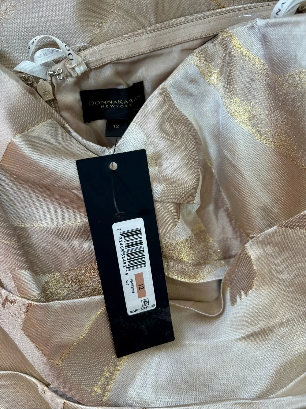 NWT Donna Karan Jacquard Metallic Maxi Gown Size 12 - Picture 10 of 10